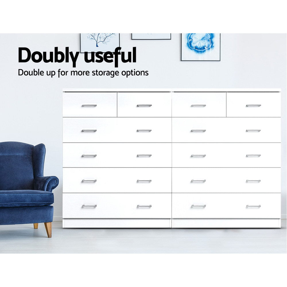 Artiss 6 Chest of Drawers - White