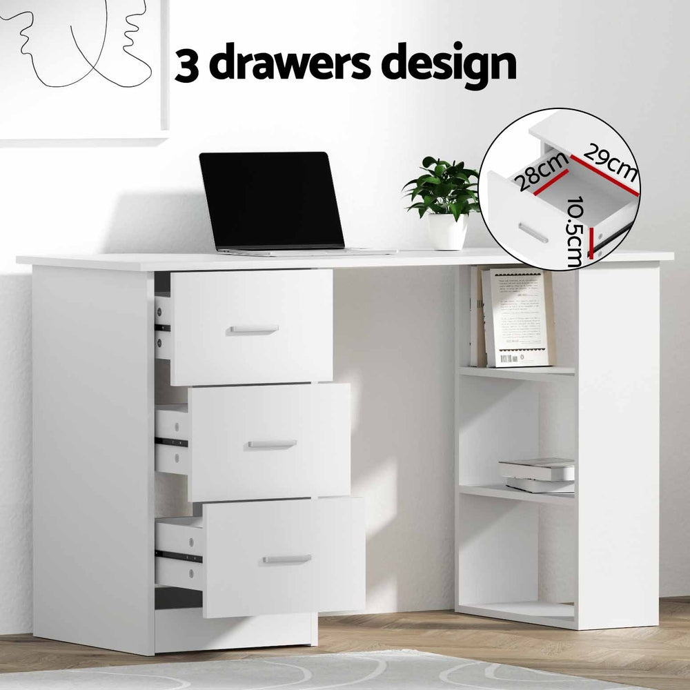 Artiss Computer Desk Drawer Shelf Cabinet White 120cm