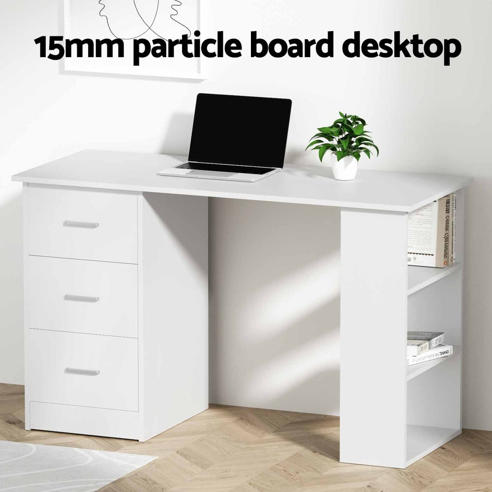 Artiss Computer Desk Drawer Shelf Cabinet White 120cm