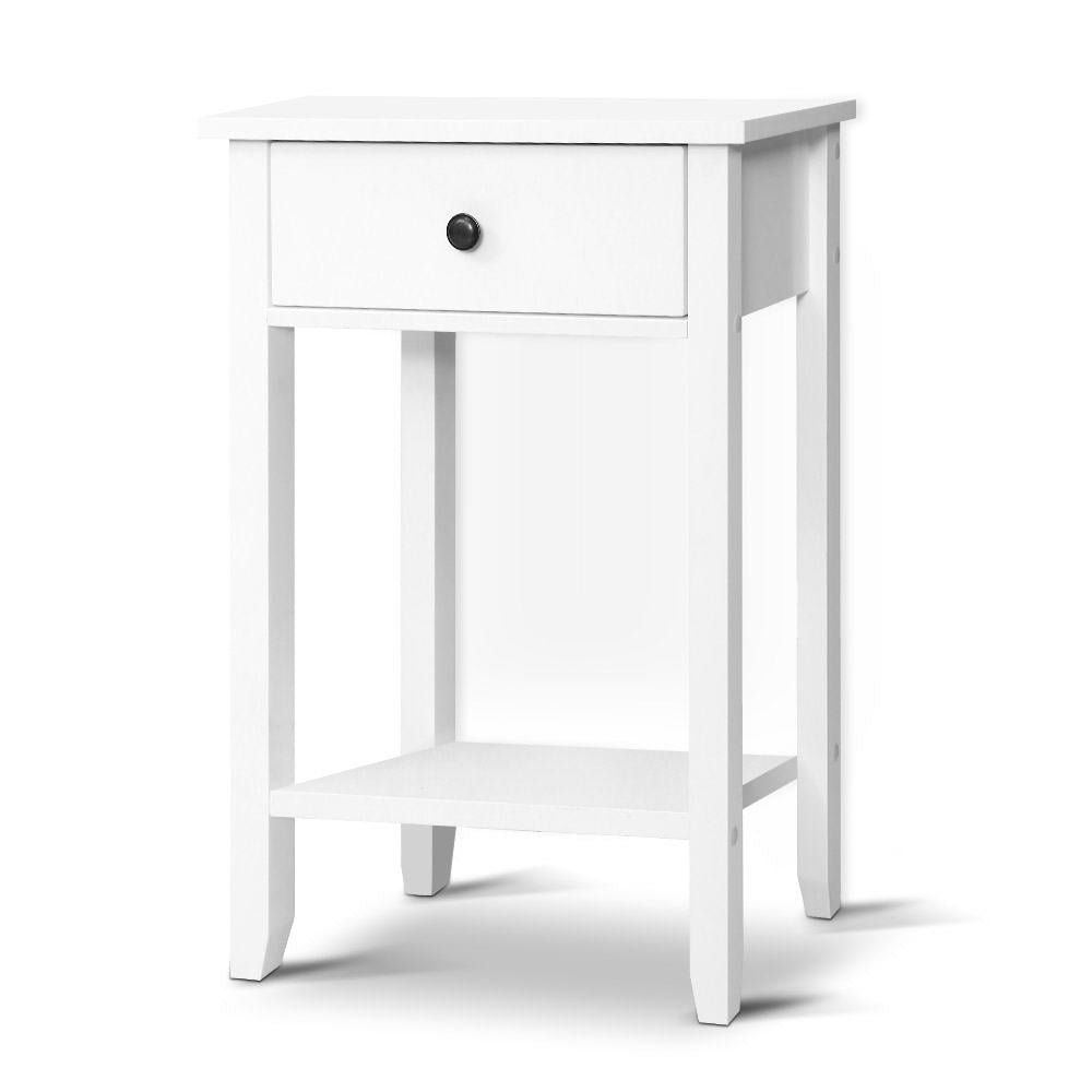 Saguenay Wooden Bedside Tables Side Table Nightstand Storage Cabinet Shelf - White