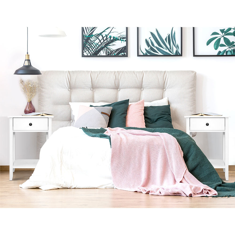 Saguenay Wooden Bedside Tables Side Table Nightstand Storage Cabinet Shelf - White