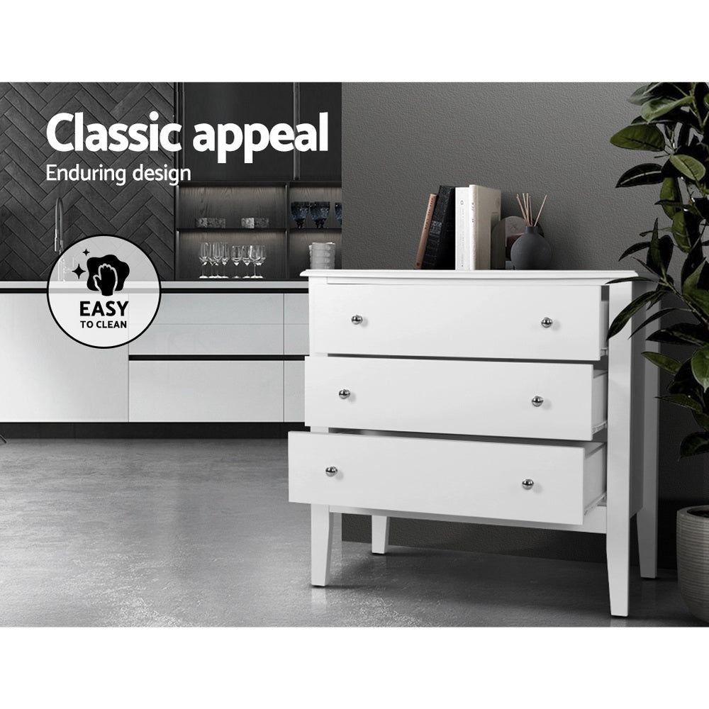 Artiss 3 Chest of Drawers - White