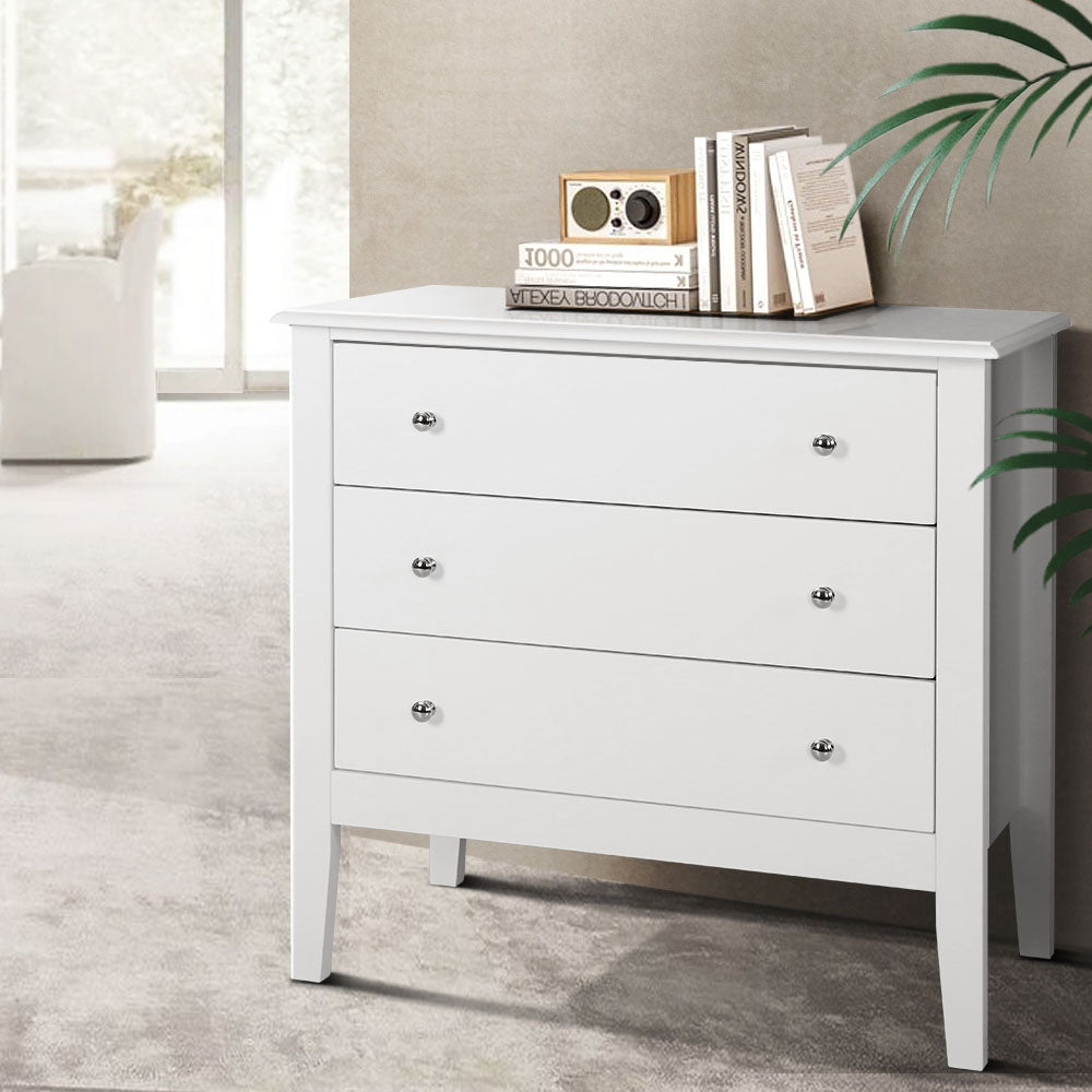 Artiss 3 Chest of Drawers - White