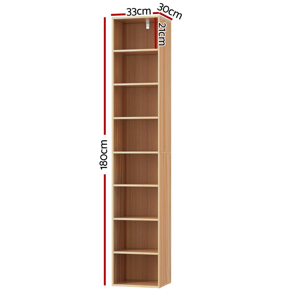 Artiss Bookshelf 8 Tiers Milo Pine
