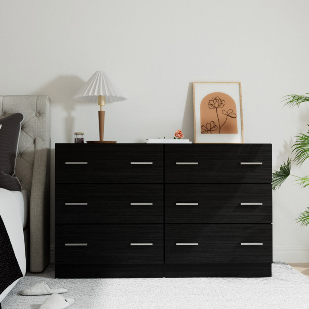 Artiss 6 Chest of Drawers - Black