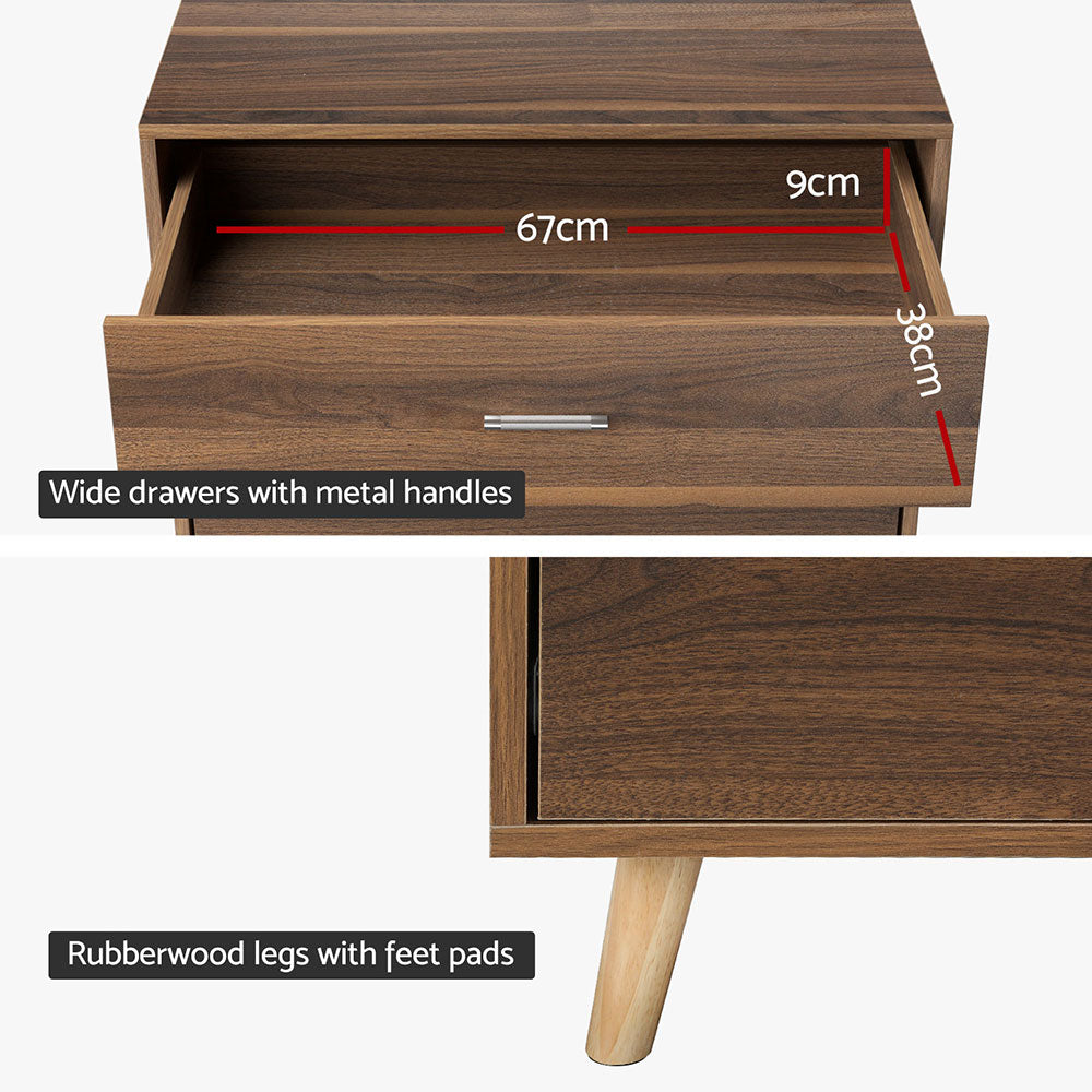 Artiss 5 Chest of Drawers - Walnut