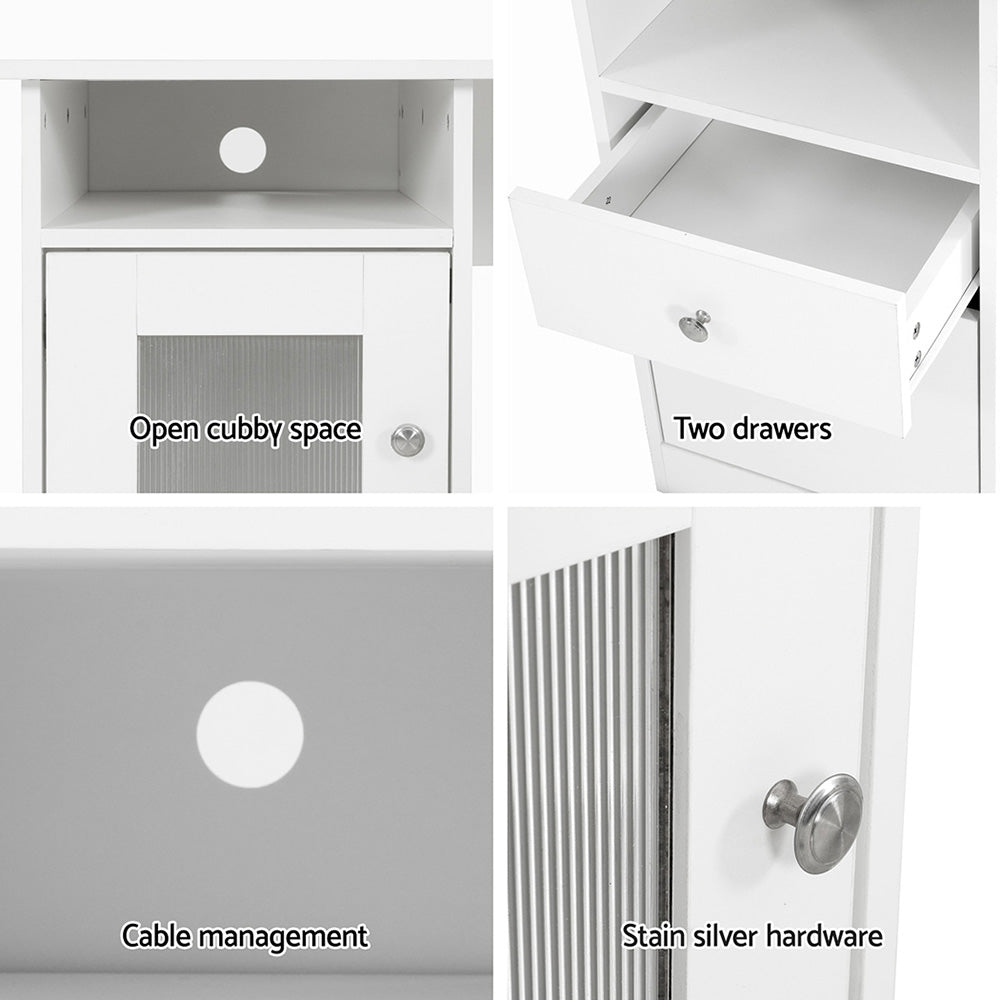 Artiss Computer Desk Shelf Cabinet L-Shape White 150cm