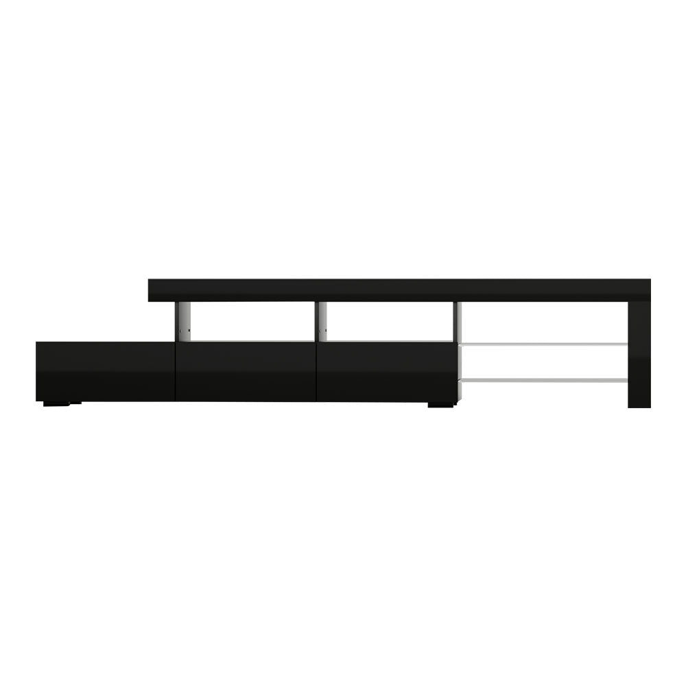 Trina 215cm TV Cabinet Entertainment Unit Stand RGB LED Gloss Furniture - Black