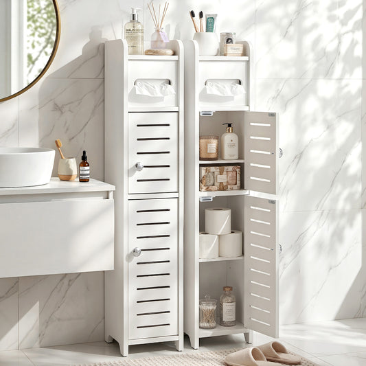 Set of 2 Bathroom Storage Cabinet 3-Tier Toilet Paper Holder Organizer White