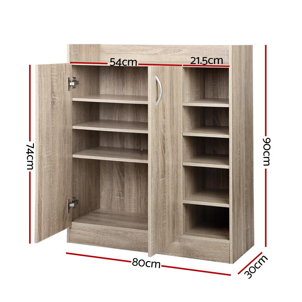 2 Doors Shoe Cabinet Storage Cupboard - Wood