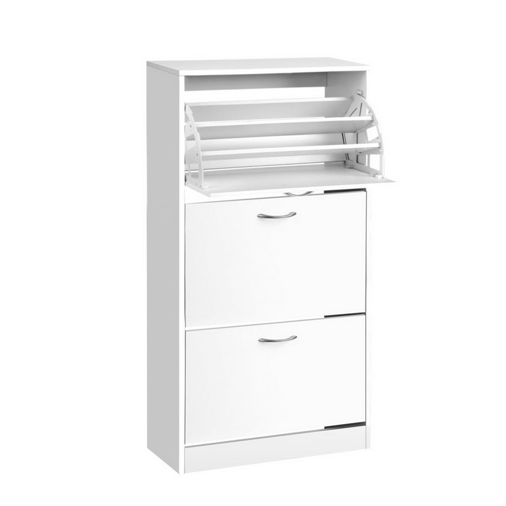 3 Tier Shoe Cabinet - White