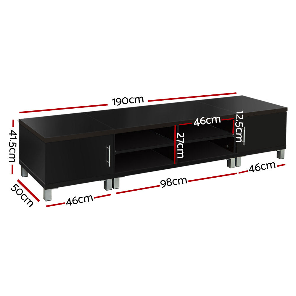 Odell 190cm Entertainment Unit with Cabinets - Black
