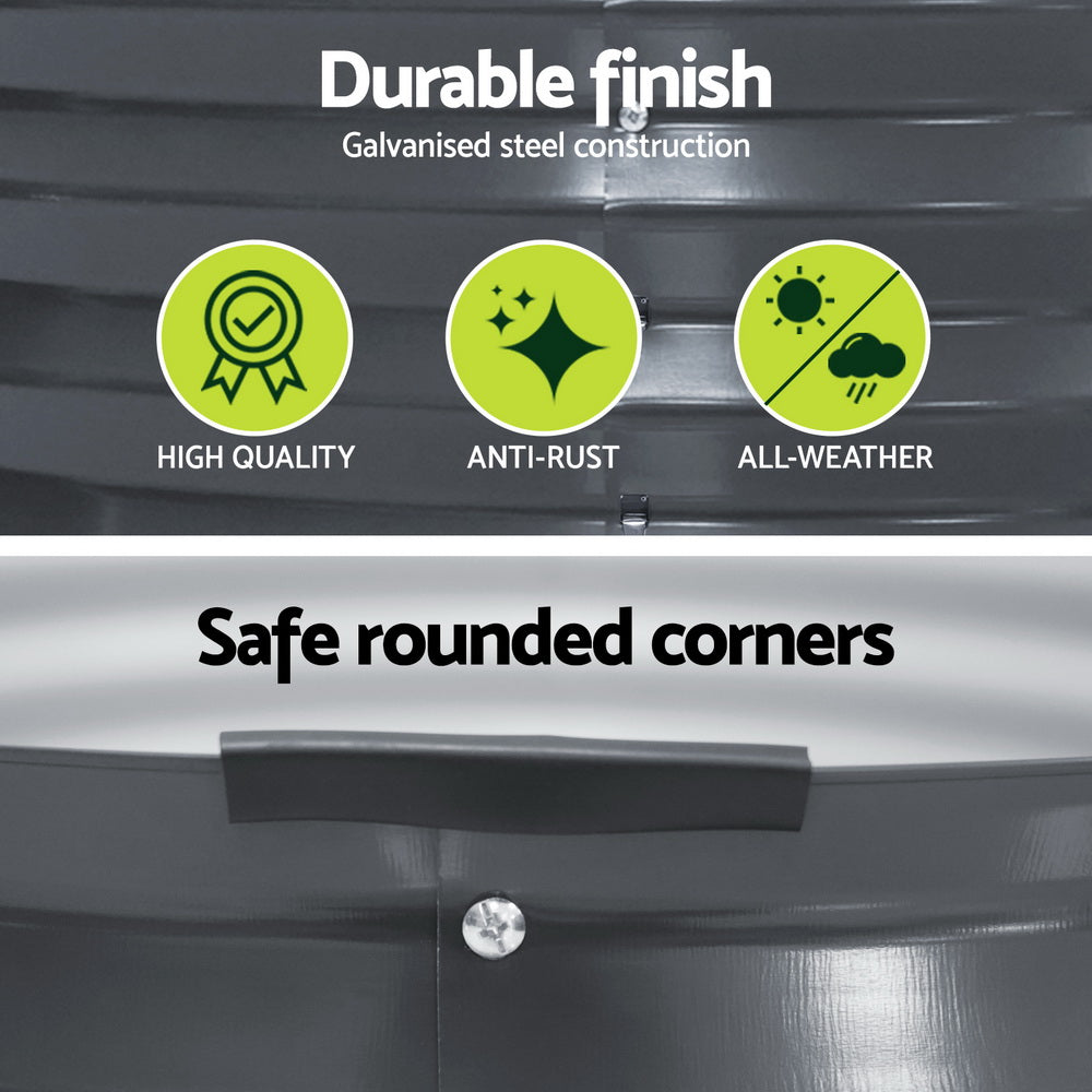 Garden Bed 90x45cm Round Latches Planter Box Raised Galvanised Herb