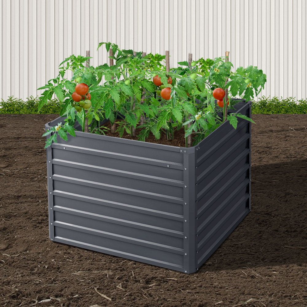 Set of 2 Garden Bed 100x100x77cm Planter Box Raised Container Galvanised