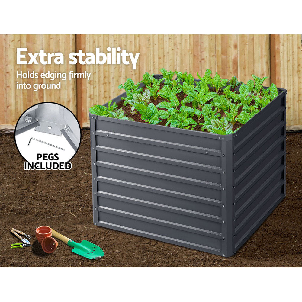 Set of 2 Garden Bed 100x100x77cm Planter Box Raised Container Galvanised