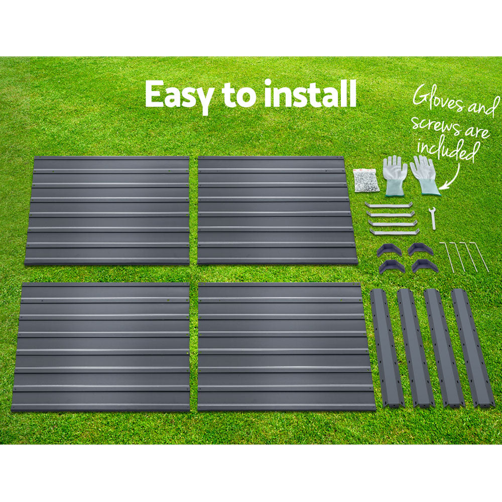 Set of 2 Garden Bed 100x100x77cm Planter Box Raised Container Galvanised