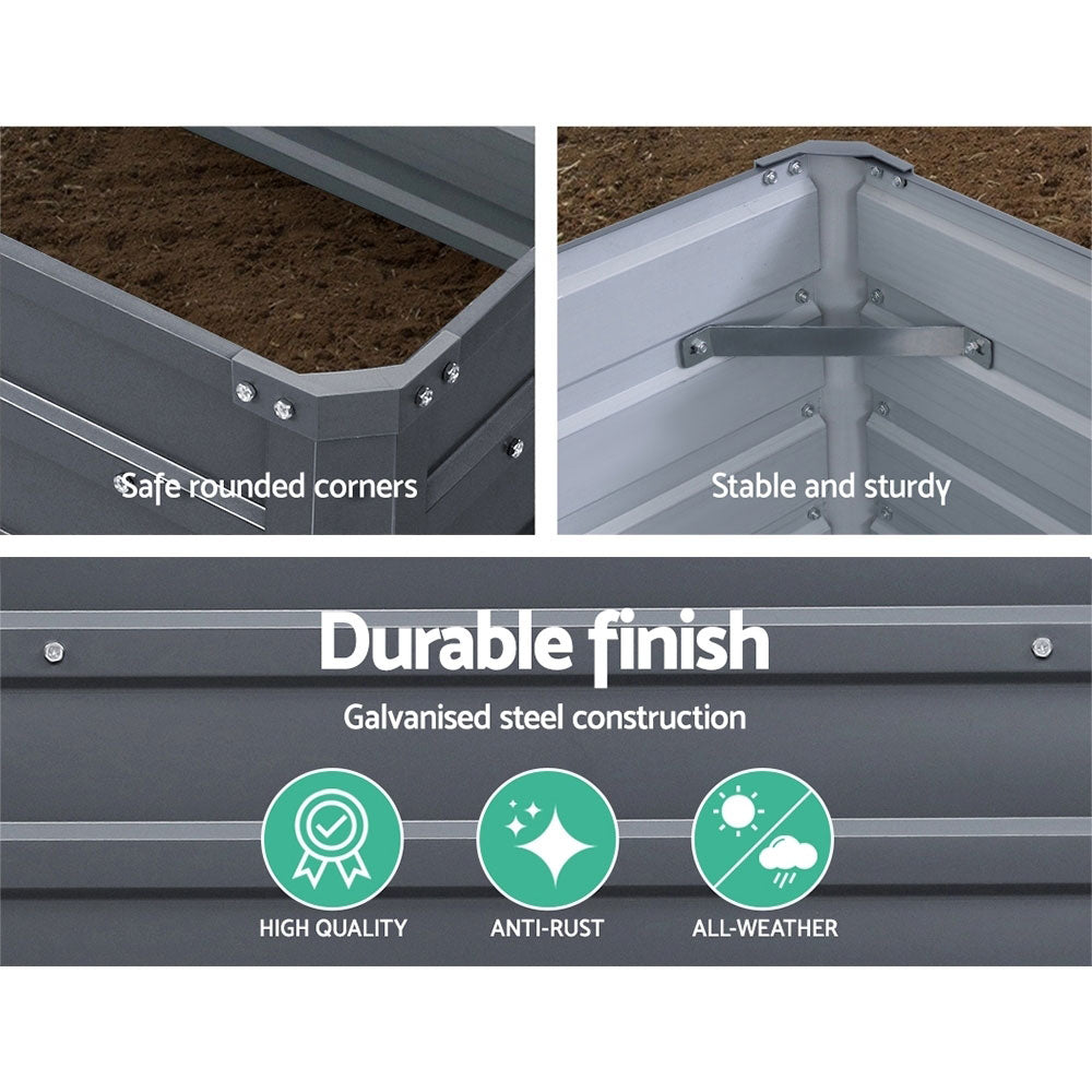Set of 2 Garden Bed 100x100x77cm Planter Box Raised Container Galvanised