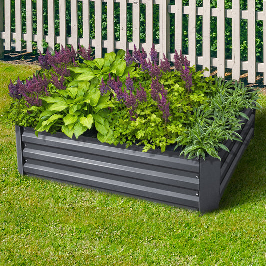 Set of 2 Garden Bed 120x90cm Planter Box Raised Container Galvanised Herb