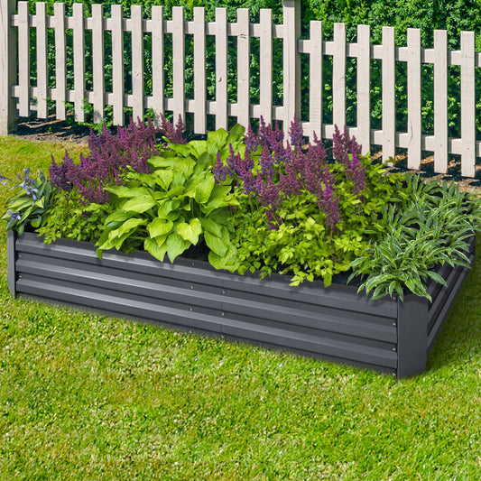 Set of 2 Garden Bed 210x90cm Planter Box Raised Container Galvanised Herb