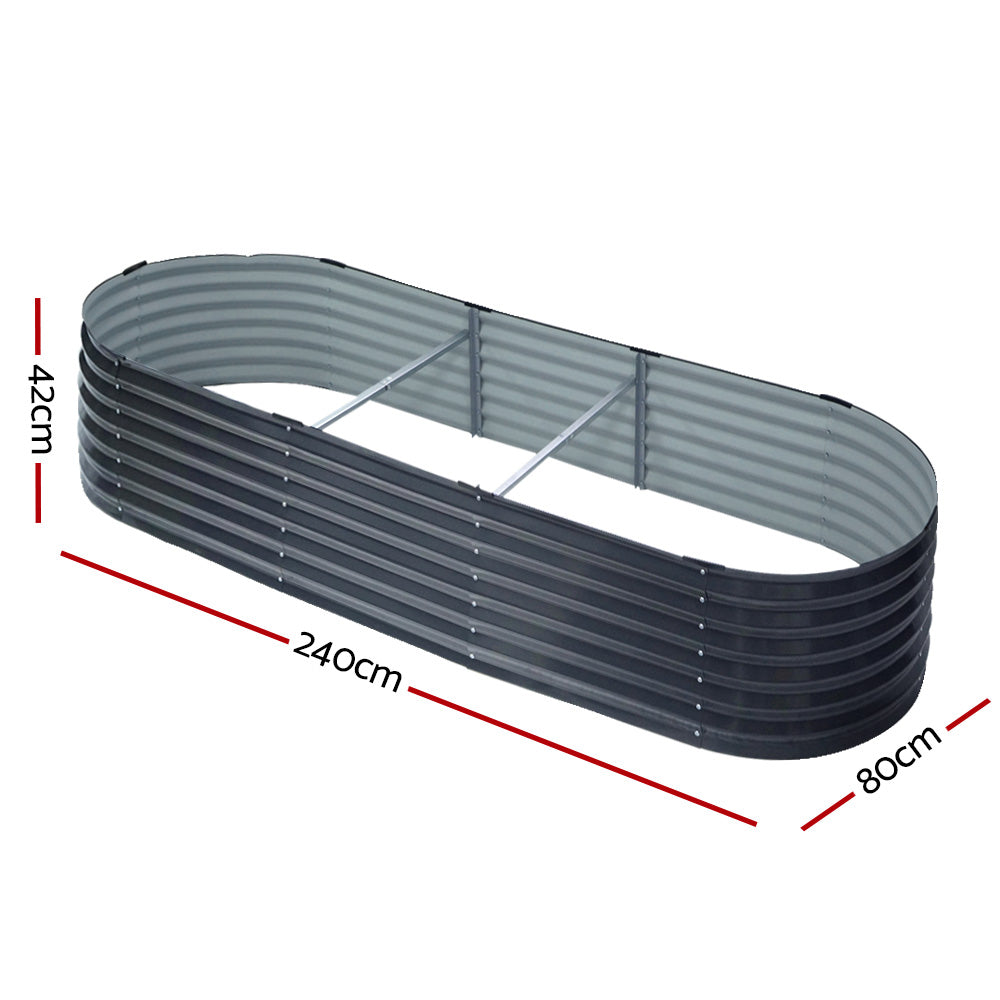 Garden Bed 240x80x42cm Oval Planter Box Raised Container Galvanised