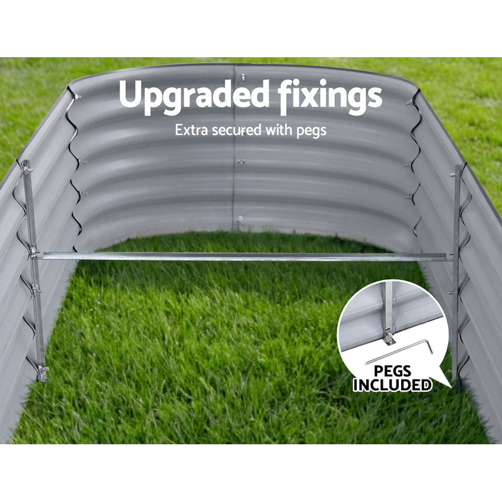 Garden Bed 240x80x42cm Oval Planter Box Raised Container Galvanised