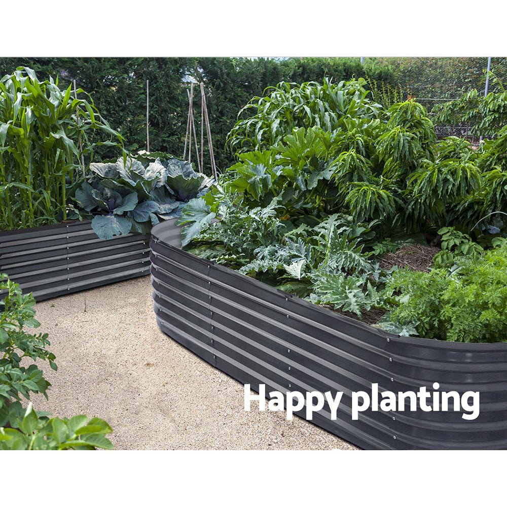 Garden Bed 240x80x42cm Oval Planter Box Raised Container Galvanised