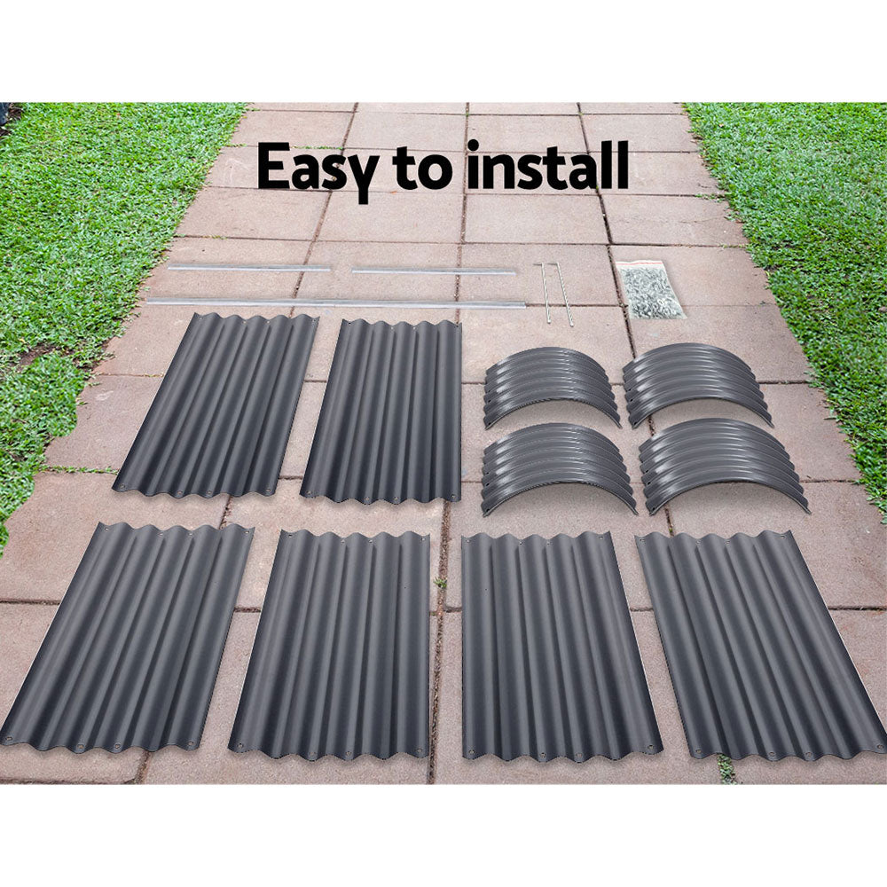 Garden Bed 240x80x42cm Oval Planter Box Raised Container Galvanised