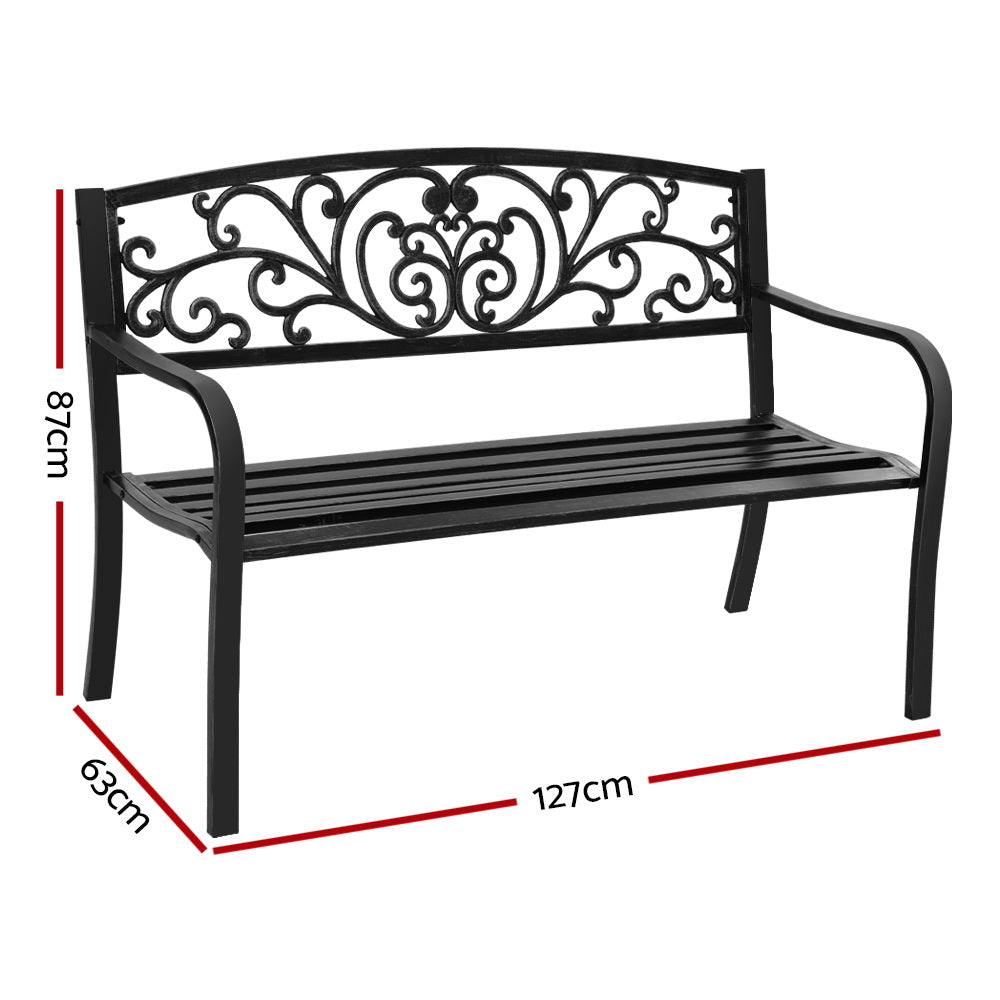 Calliope Outdoor Garden Bench - Black