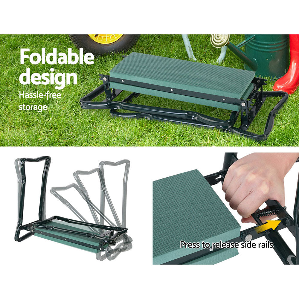 Garden Kneeler 3-in-1 Padded Seat Stool Outdoor Bench Knee Pad Foldable