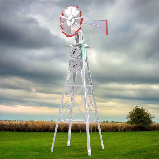 Garden Windmill 6ft 186cm Metal Ornaments Outdoor Decor Ornamental Wind Will
