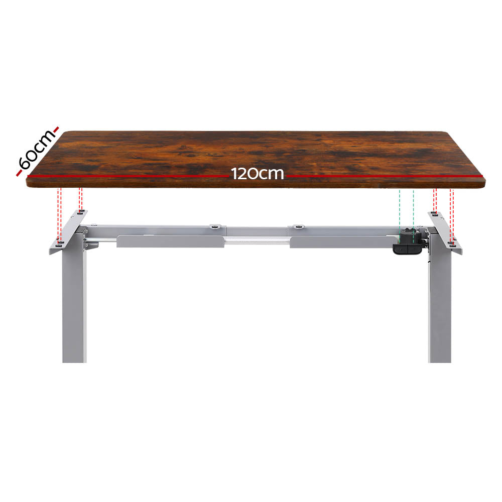 Artiss Standing Desk Motorised 120cm Rustic Brown