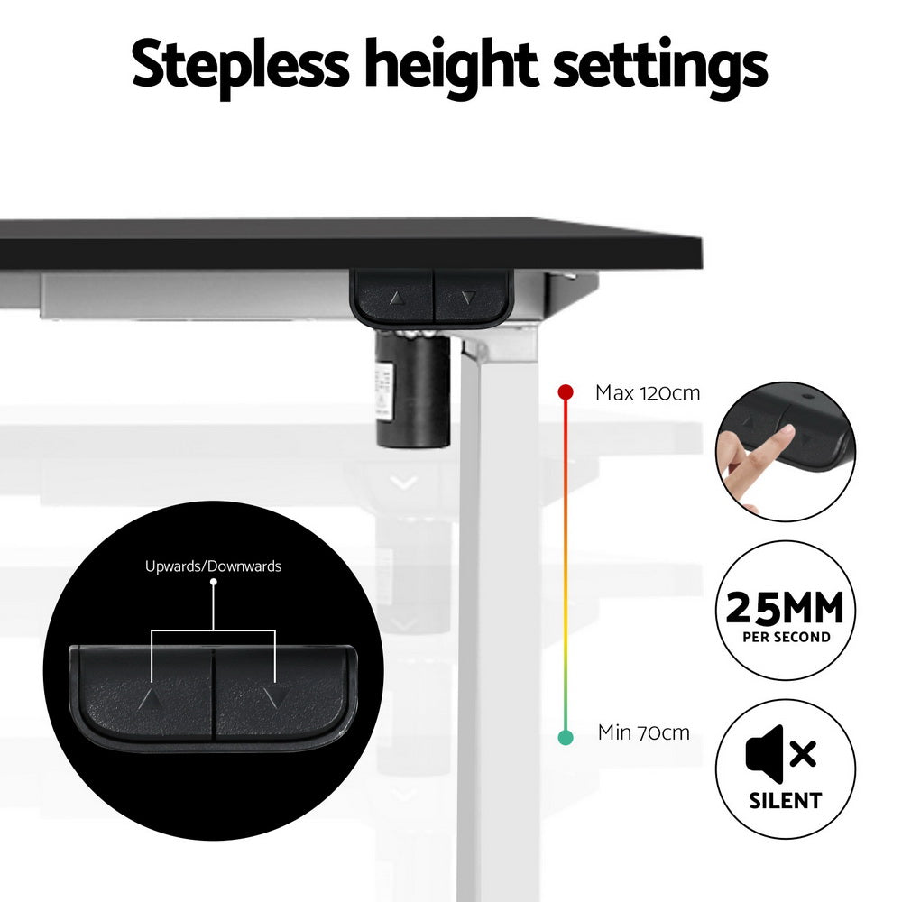 Artiss Electric Standing Desk Frame Only Height Adjustable 70Kg Load White