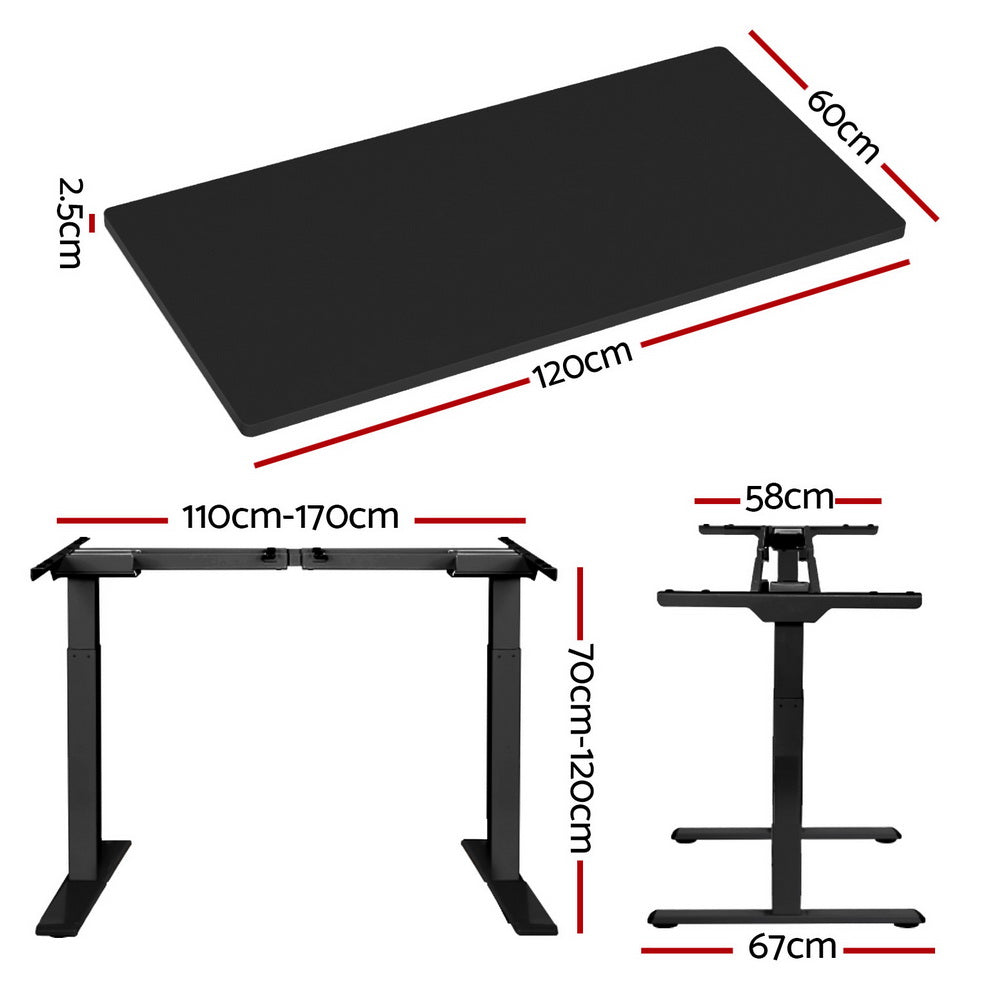 Artiss Standing Desk Motorised Dual Motor Black 120cm