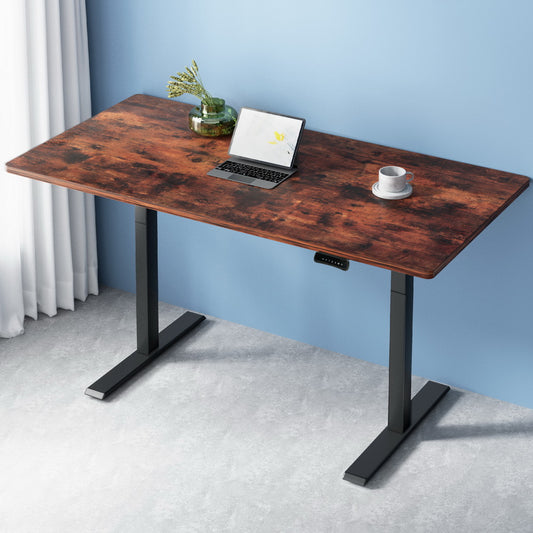 Artiss Standing Desk Motorised Dual Motor Rustic Brwon 140cm