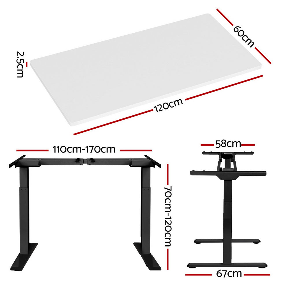 Artiss Standing Desk Motorised Dual Motor White 120cm