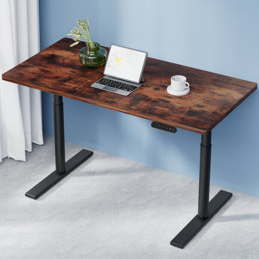 Artiss Standing Desk Motorised Electric Dual Motor Rustic Brown 120cm
