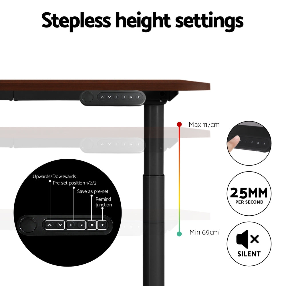 Artiss Standing Desk Motorised Electric Dual Motor Walnut 140cm
