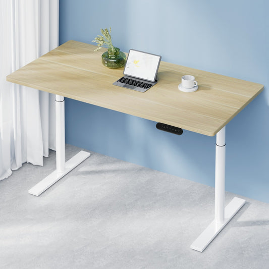 Artiss Standing Desk Motorised Electric Dual Motor 140cm White Oak