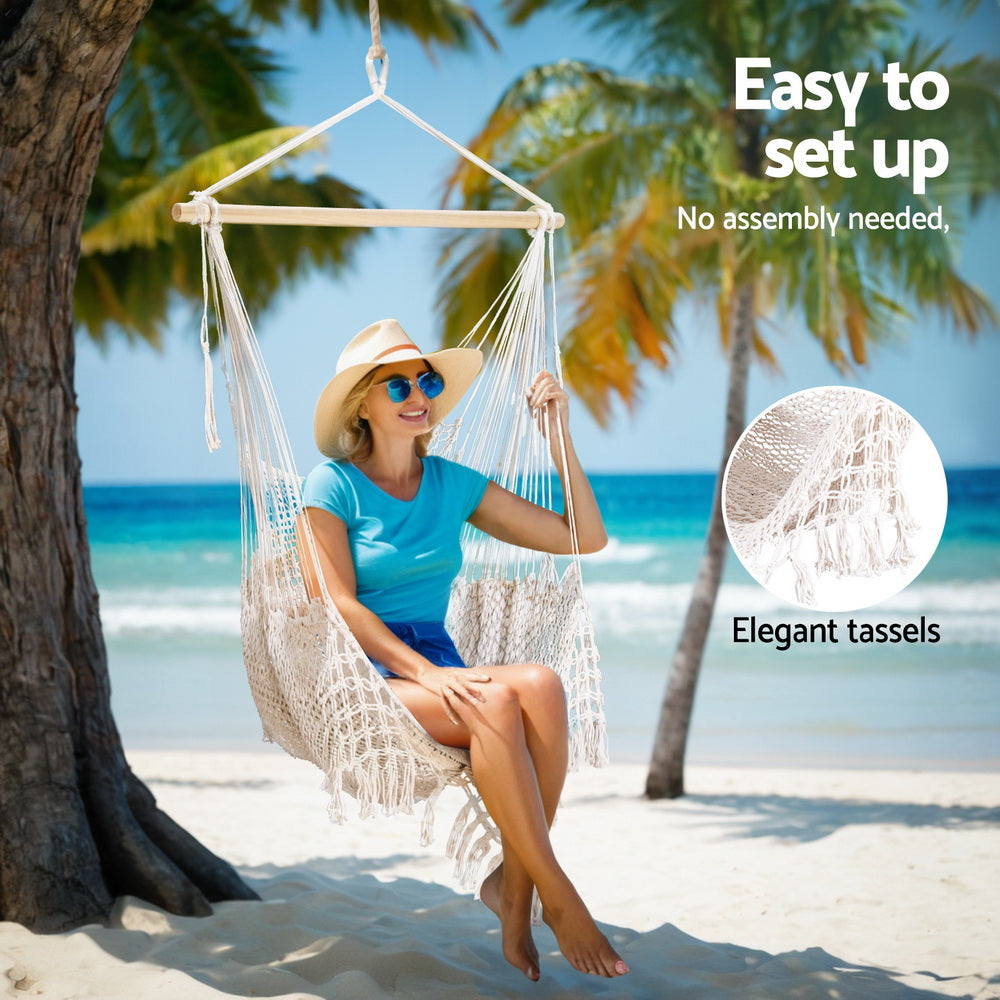 Hammock Swing Chair Camping Mesh Cream