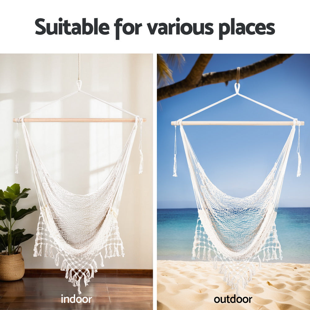 Hammock Swing Chair Camping Mesh Cream