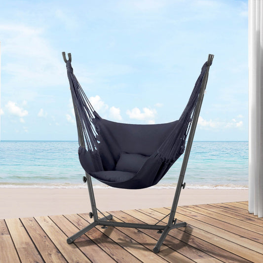 Hammock Chair Outdoor Camping Hanging with Stand - Grey