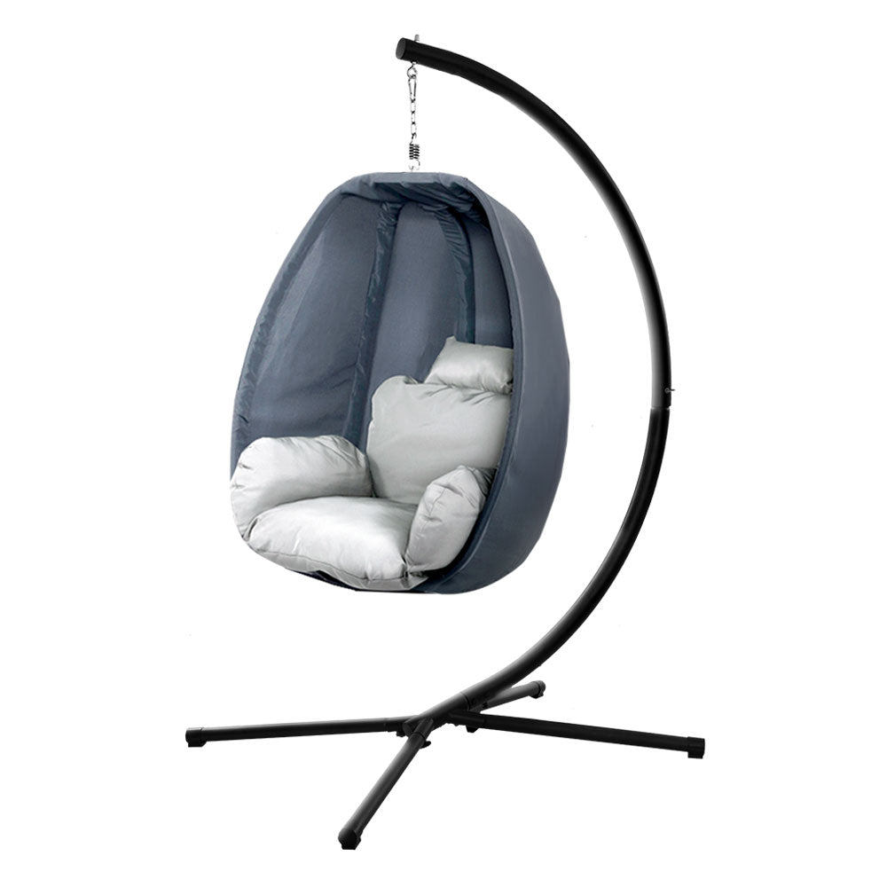 Connor Egg Swing Chair Single Hanging Pod with Stand - Grey