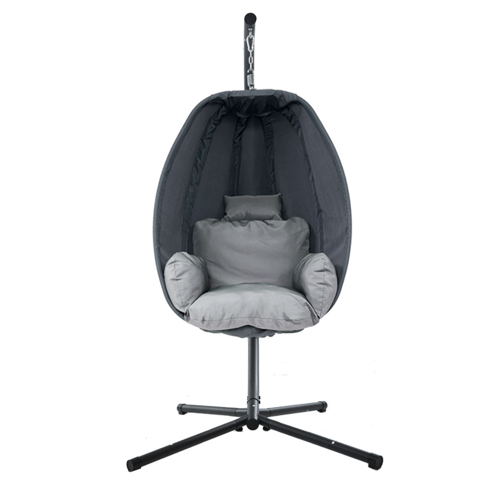 Connor Egg Swing Chair Single Hanging Pod with Stand - Grey