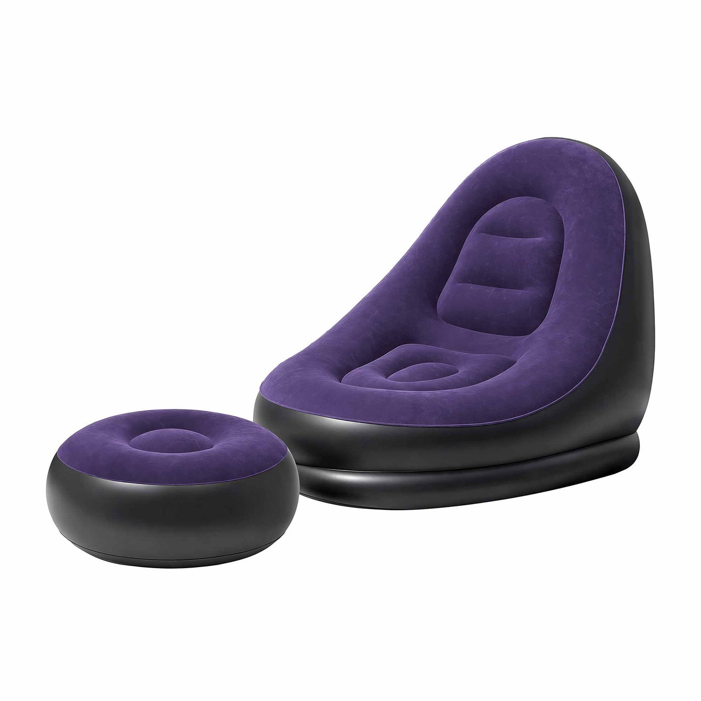 Inflatable Chair with Ottoman Air Sofa Blow Up Air Chair for Camping with Pump Purple