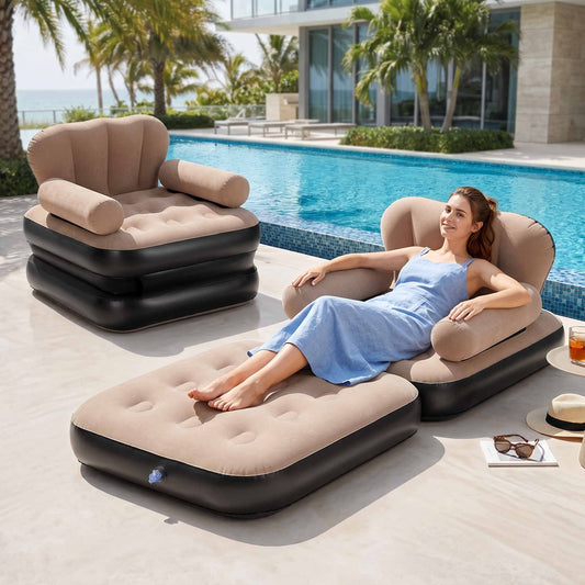 Inflatable Chair Sun Lounge Air Sofa Blow Up Air Chair for Camping with Pump