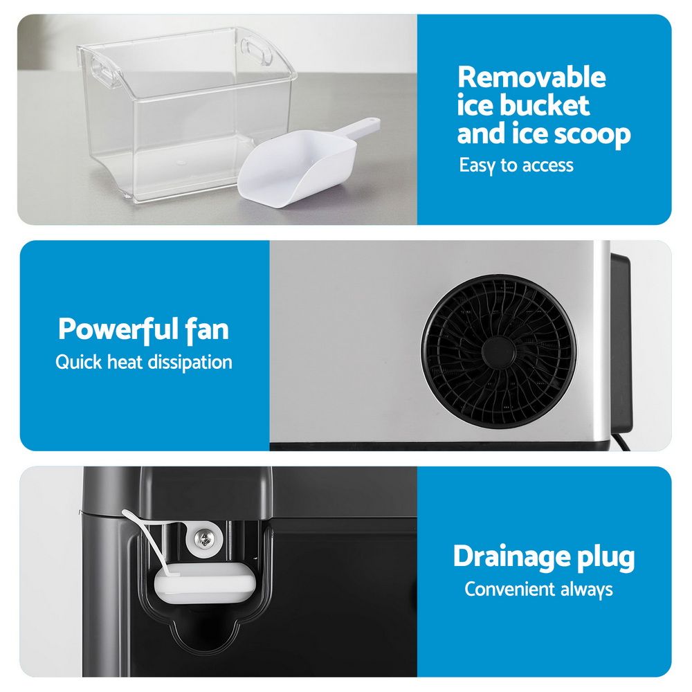 Devanti Ice Maker Machine 20kg Chewable Nugget Ice Countertop with Self Cleaning