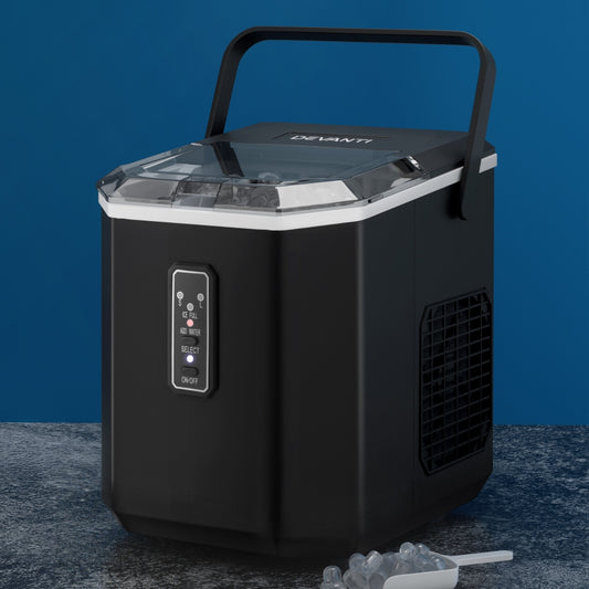 Devanti 12kg Ice Maker Machine 1.3L with Scoop Holder Black