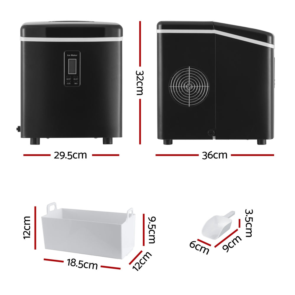 Devanti 3.2L Portable Ice Cube Maker Machine Benchtop Counter Black