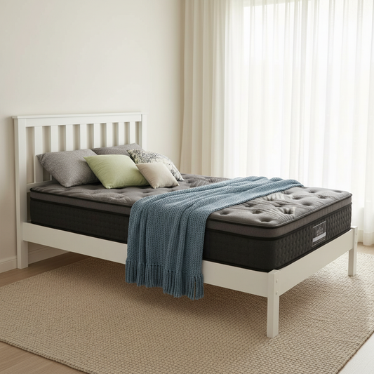 Jade Bed & Mattress Package with 34cm Mattress no Drawers - White Single