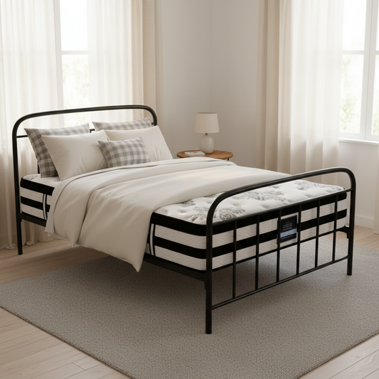 Jupiter Bed & Mattress Package with 34cm Mattress - Black King Single